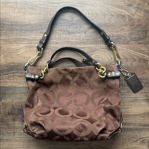Vintage Coach Brown Nylon Signature “C”Shoulder/Hand Bag from early 2000s
